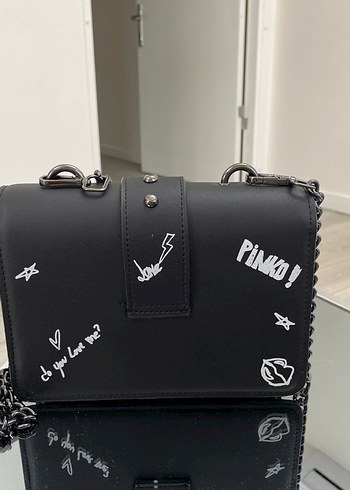 Zincir Detaylı Siyah Deri Pinko Çanta - Görsel 2