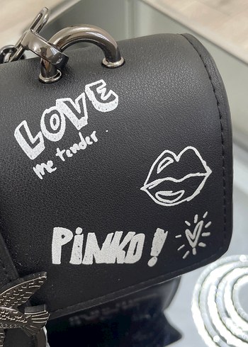 Zincir Detaylı Siyah Deri Pinko Çanta - Görsel 7