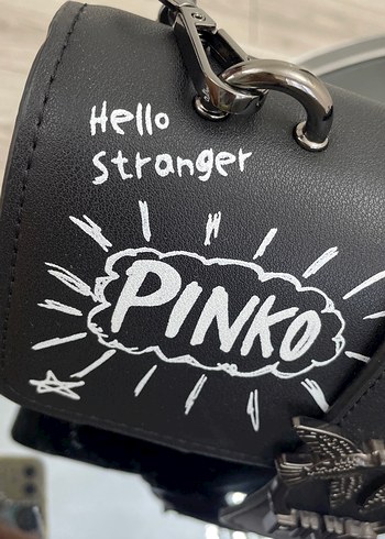 Zincir Detaylı Siyah Deri Pinko Çanta - Görsel 6