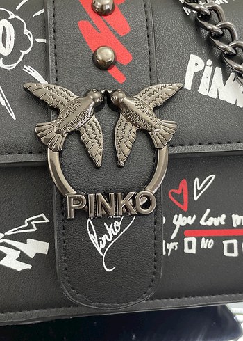 Zincir Detaylı Siyah Deri Pinko Çanta - Görsel 3