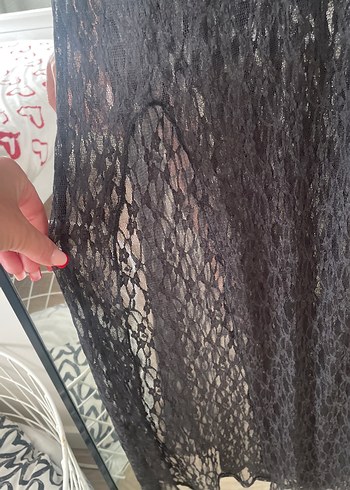 Uzun Kollu Siyah Dantel Goth Elbise - Görsel 2