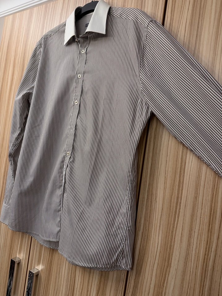 Gri Çizgili Erkek Regular Fit Gömlek - Görsel 3