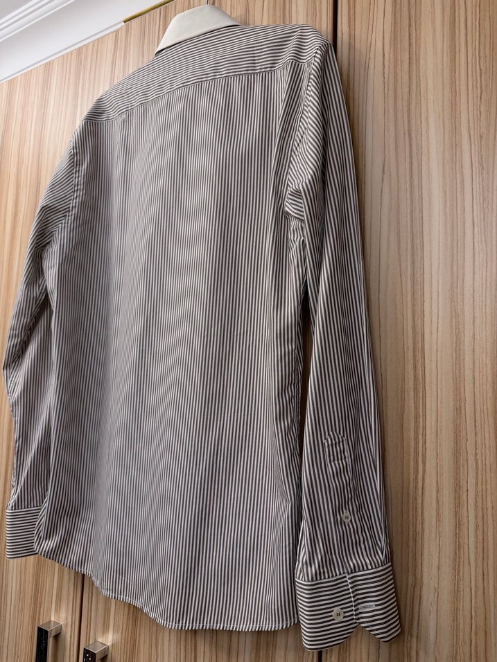 Gri Çizgili Erkek Regular Fit Gömlek - Görsel 4