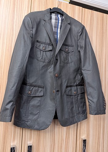 Gri Düğmeli  Erkek Ceket - Görsel 4