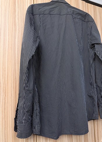 Siyah Çizgili Erkek Uzun Kollu Gömlek - Görsel 3
