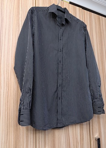 Siyah Çizgili Erkek Uzun Kollu Gömlek - Görsel 2