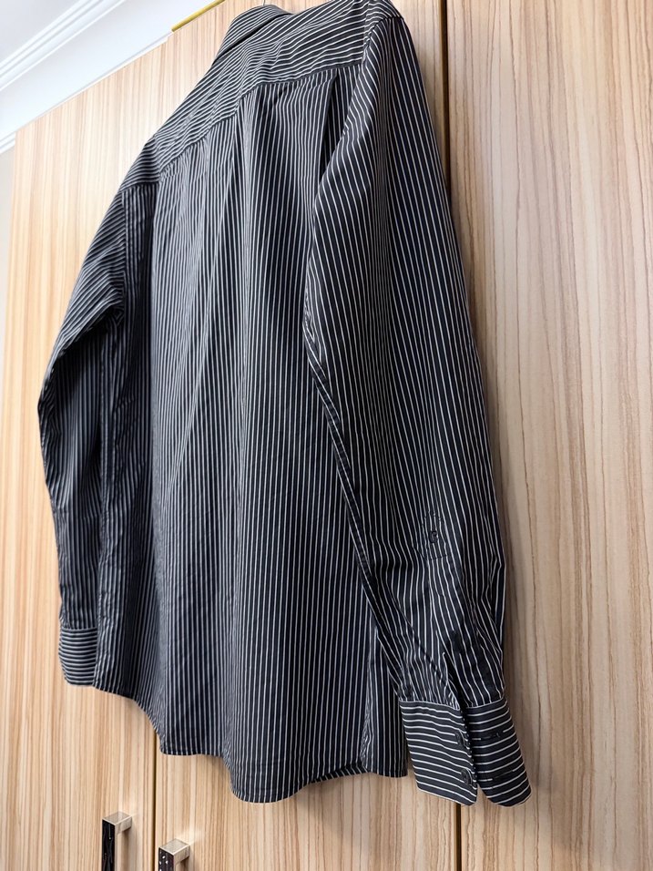 Siyah Çizgili Erkek Uzun Kollu Gömlek - Görsel 4
