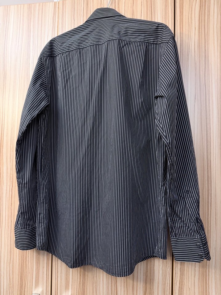 Siyah Çizgili Erkek Uzun Kollu Gömlek - Görsel 5