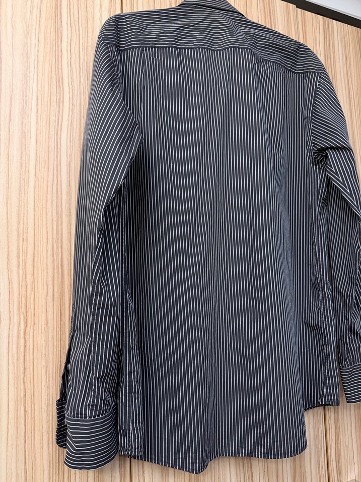 Siyah Çizgili Erkek Uzun Kollu Gömlek - Görsel 3