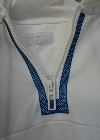 Erkek Beyaz Kapüşonlu Fermuarlı Sweatshirt - Görsel 5