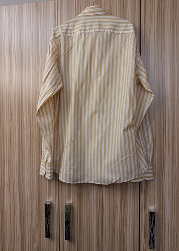 Sarı Çizgili Uzun Kollu Erkek Gömlek - Görsel 6