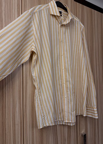 Sarı Çizgili Uzun Kollu Erkek Gömlek - Görsel 3