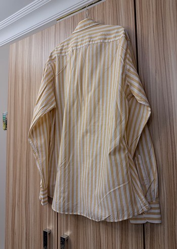 Sarı Çizgili Uzun Kollu Erkek Gömlek - Görsel 5