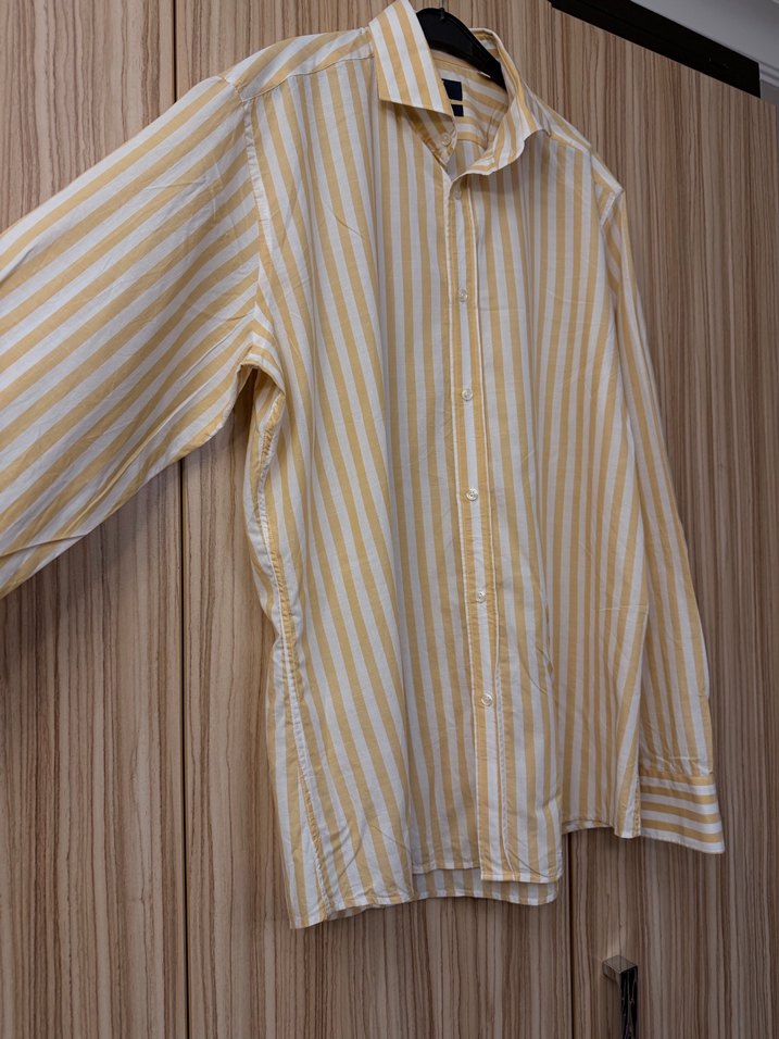 Sarı Çizgili Uzun Kollu Erkek Gömlek - Görsel 3