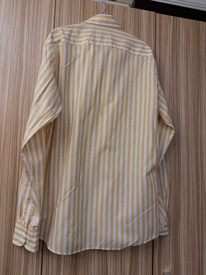 Sarı Çizgili Uzun Kollu Erkek Gömlek - Görsel 4