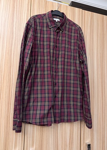 Erkek Bordo Kareli Uzun Kollu Gömlek - Görsel 2