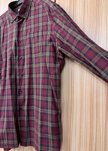Erkek Bordo Kareli Uzun Kollu Gömlek - Görsel 8