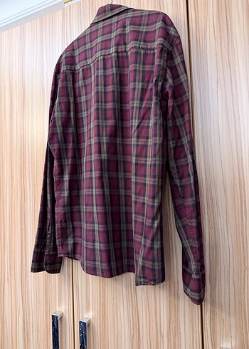 Erkek Bordo Kareli Uzun Kollu Gömlek - Görsel 5