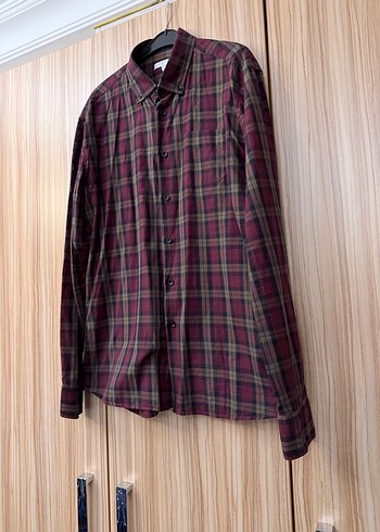 Erkek Bordo Kareli Uzun Kollu Gömlek - Görsel 3