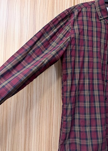 Erkek Bordo Kareli Uzun Kollu Gömlek - Görsel 7