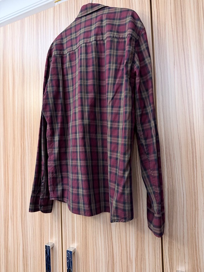 Erkek Bordo Kareli Uzun Kollu Gömlek - Görsel 5