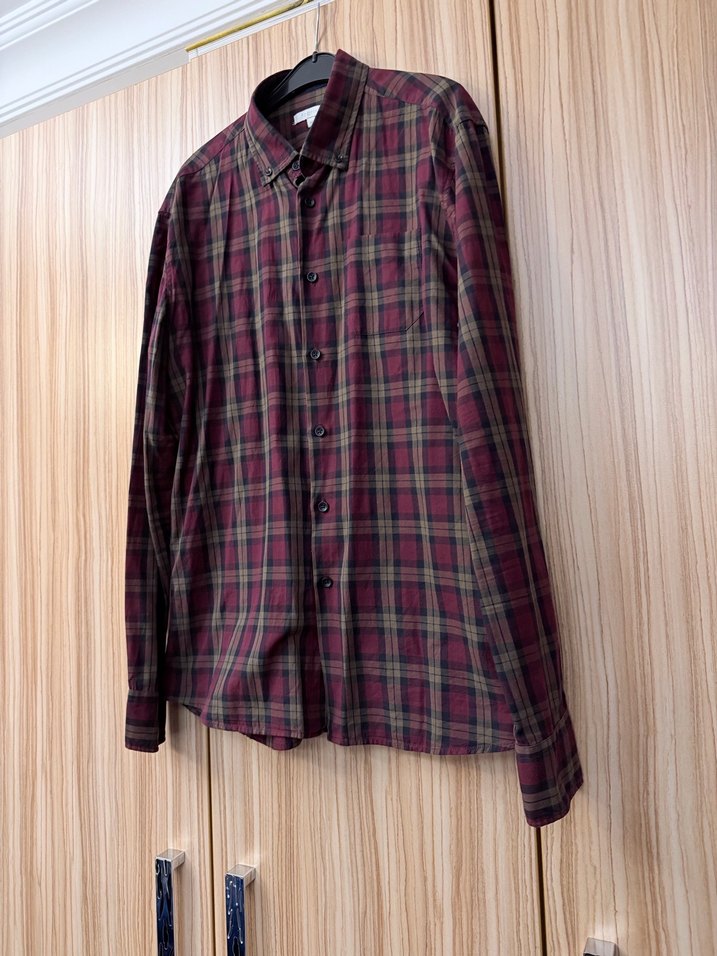 Erkek Bordo Kareli Uzun Kollu Gömlek - Görsel 3