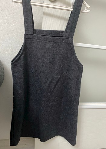 Düğmeli Gri Kısa Kot Salopet - Görsel 2