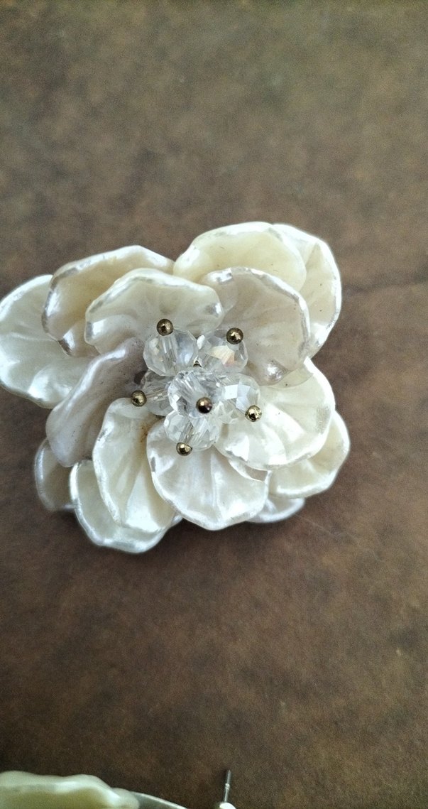 Beyaz Mini Çiçekli Boncuklu Küpe - Görsel 3