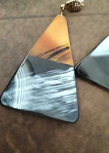 Bohem Tarz Şeffaf Uzun Üçgen Küpeler - Görsel 2