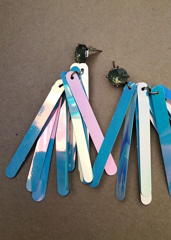 Renkli Püsküllü Uzun Kadın Küpeler - Görsel 4