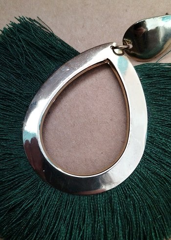 Uzun Püsküllü Yeşil Bohem Küpe - Görsel 3