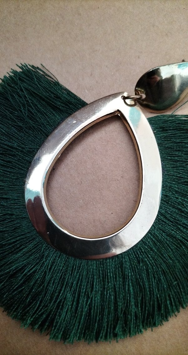 Uzun Püsküllü Yeşil Bohem Küpe - Görsel 3