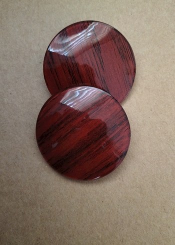 Ahşap desenli yuvarlak küpe - Görsel 2