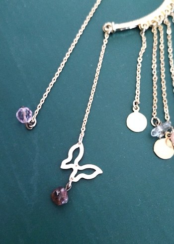 Mor Zincir Detaylı Bohem Kadın Küpesi - Görsel 3