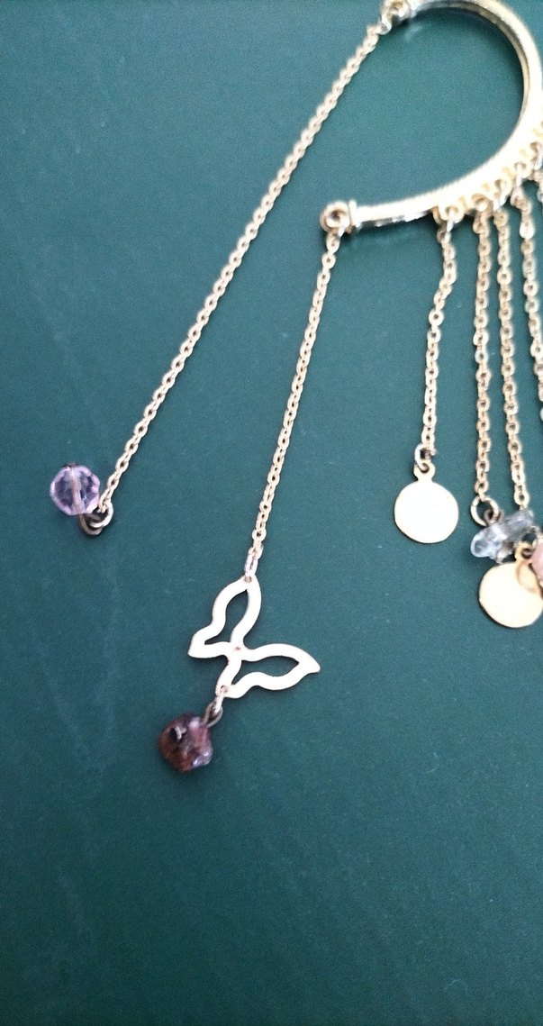 Mor Zincir Detaylı Bohem Kadın Küpesi - Görsel 3