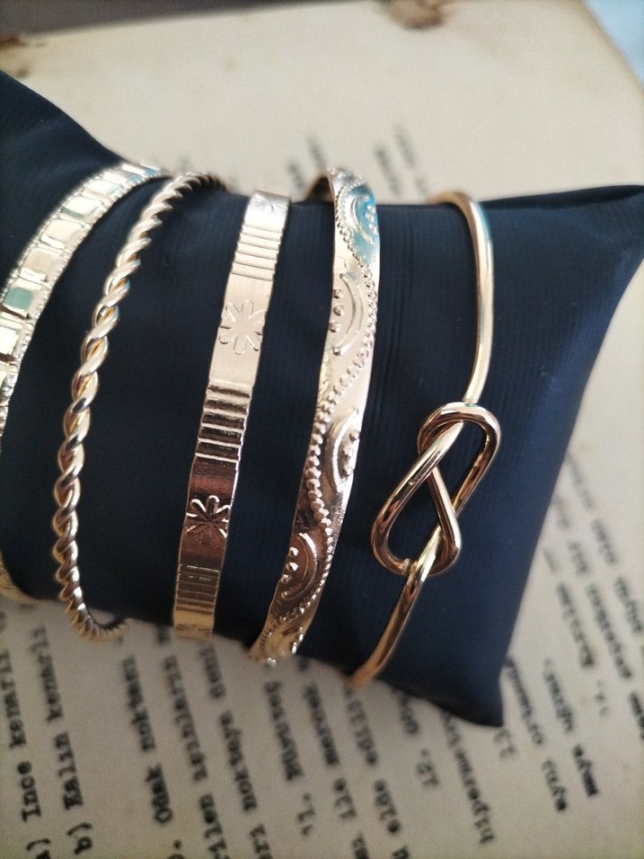 Bohem Tarzı Parlak Altın Renkli Bilezik Seti - Görsel 2