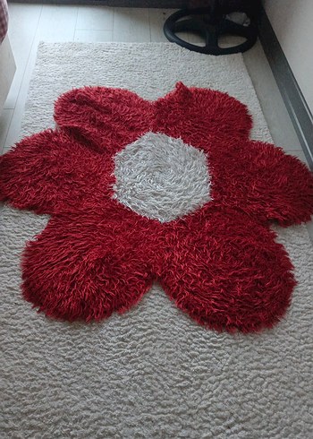 Kırmızı Çiçek Desenli Bohem Halı - Görsel 4