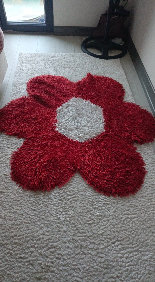 Kırmızı Çiçek Desenli Bohem Halı - Görsel 4