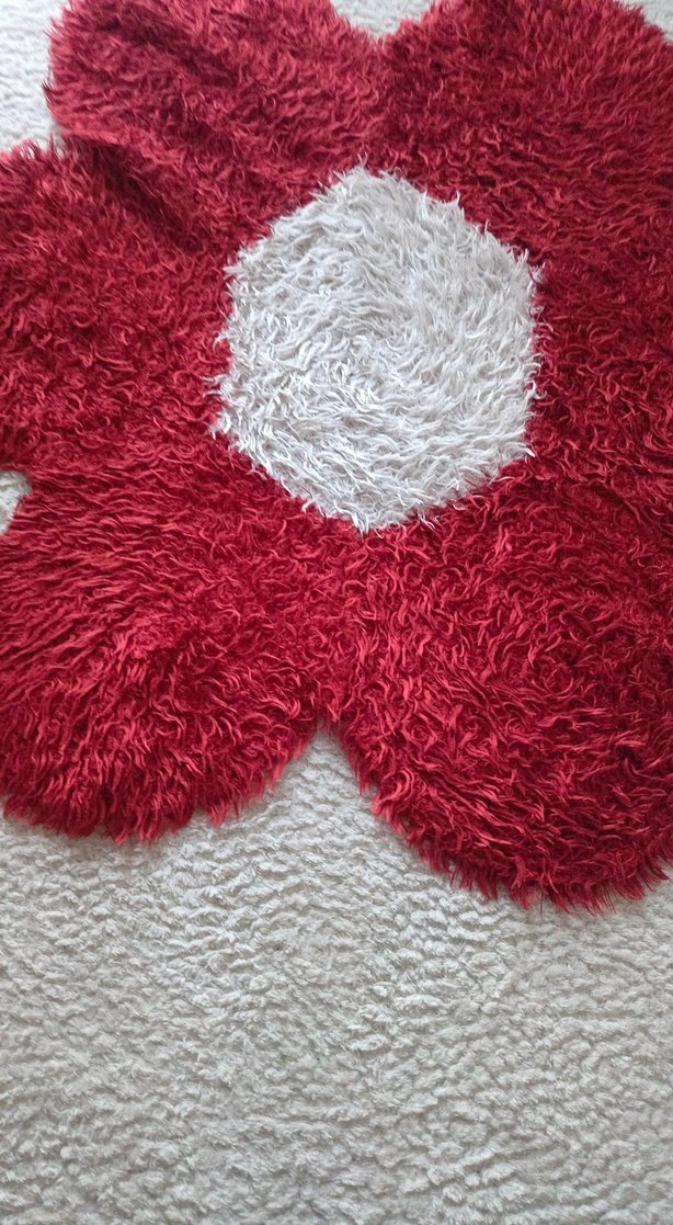 Kırmızı Çiçek Desenli Bohem Halı - Görsel 2