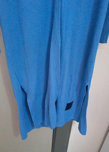 Mavi Uzun Düğmeli Kadın Hırka - Görsel 4