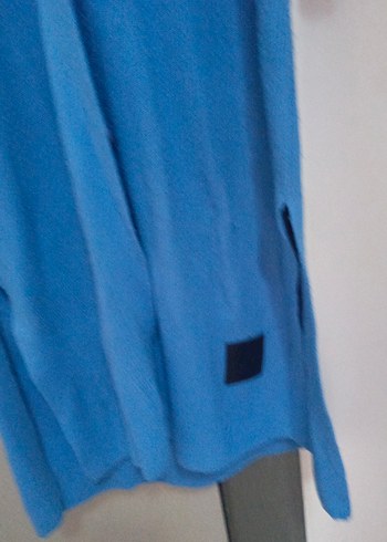 Mavi Uzun Düğmeli Kadın Hırka - Görsel 5