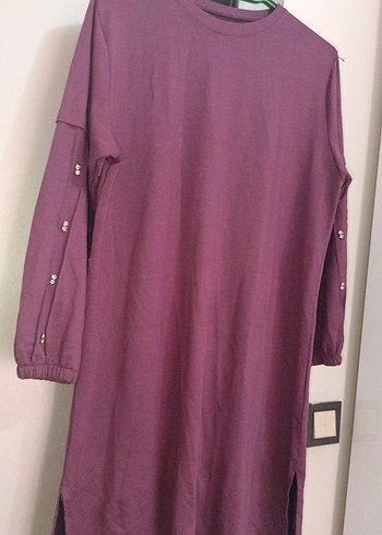 Düğmeli Mor Uzun Kollu Kadın Tunik - Görsel 2