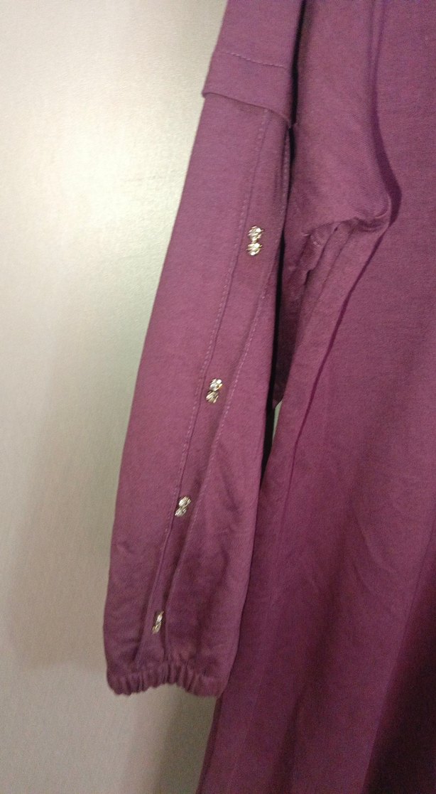 Düğmeli Mor Uzun Kollu Kadın Tunik - Görsel 3