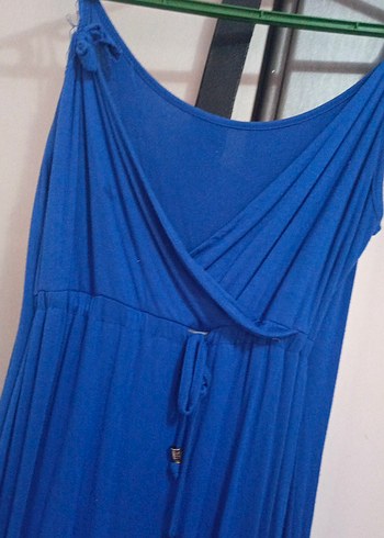 Mavi Drapeli Kadın Uzun Elbise - Görsel 4