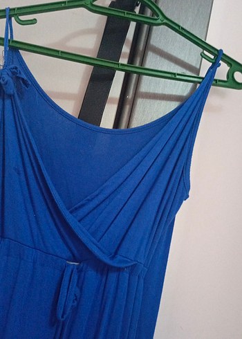 Mavi Drapeli Kadın Uzun Elbise - Görsel 3