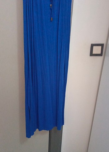 Mavi Drapeli Kadın Uzun Elbise - Görsel 7