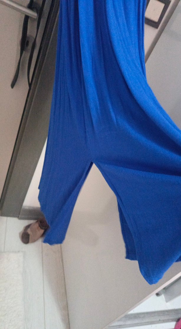 Mavi Drapeli Kadın Uzun Elbise - Görsel 5