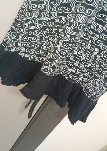 Siyah Gri Desenli  Kollu Kadın Elbise - Görsel 4