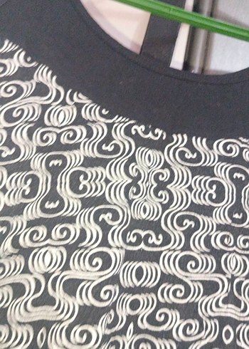 Siyah Gri Desenli  Kollu Kadın Elbise - Görsel 3