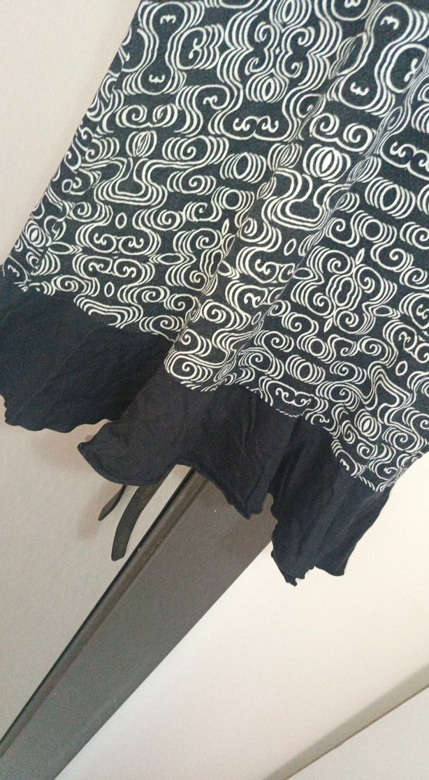 Siyah Gri Desenli  Kollu Kadın Elbise - Görsel 4